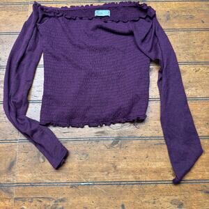 Hollister purple off the shoulder‎ smocked scrunched long sleeve top